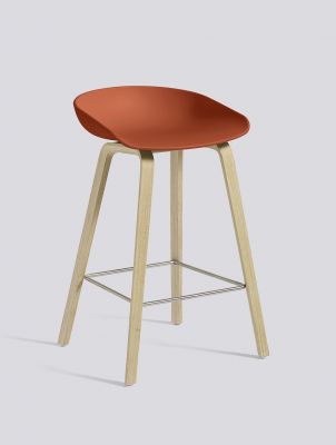 About a Stool AAS32 / AAS 32 Barhocker Niedrig Eiche geseift / Orange Hay